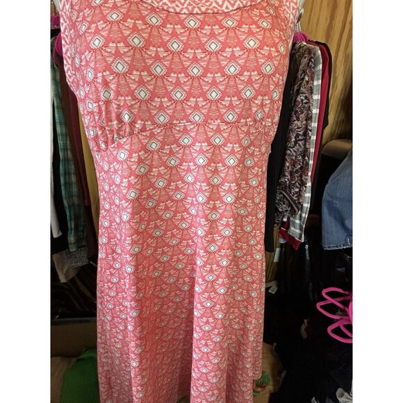 PrAna Summer Peach Aztec Print Cali Racerback Dress Built in bra Sz XL Stretch - Picture 5 of 10